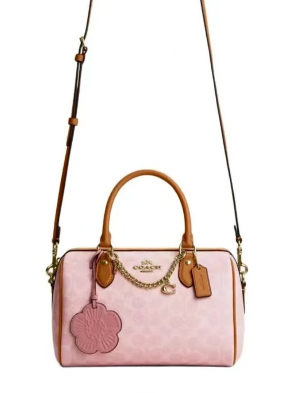 Coach Medium Rowan Satchel In Signature Canvas Powder Pink With Charms - Picture 3 of 11